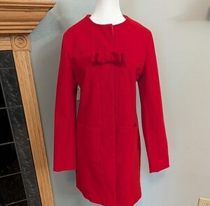 Ampersand Avenue Womens Red Coat With Bow Size Large